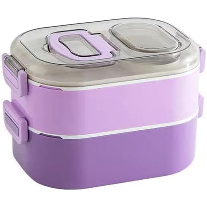Colorful Double-Layer Lunch Box with Mobile Stand – Smart &Stylish!
