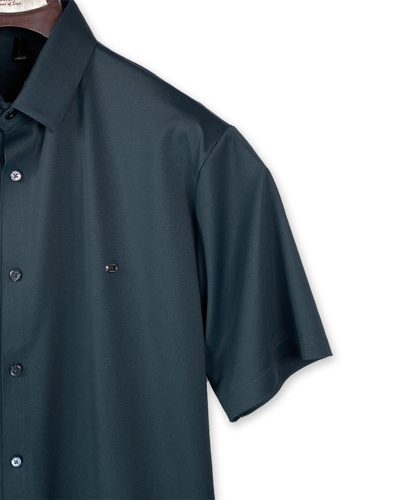 Summer Men Solid Color Short Sleeve Loose Single Breasted Casual Shirt
