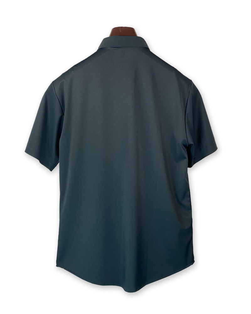 Summer Men Solid Color Short Sleeve Loose Single Breasted Casual Shirt