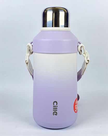Cille Thermos Bottle with Cup and Strap