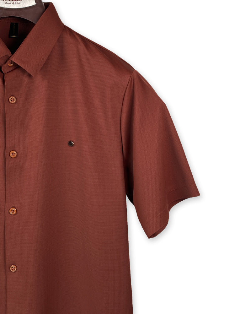 Summer Men Solid Color Short Sleeve Loose Single Breasted Casual Shirt