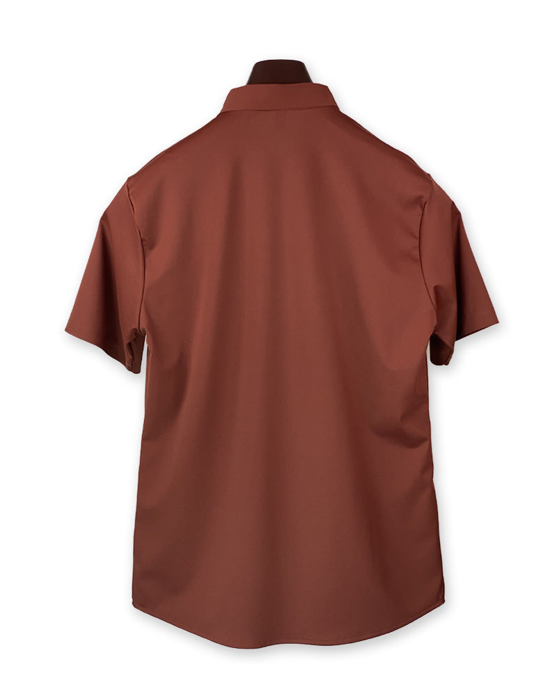 Summer Men Solid Color Short Sleeve Loose Single Breasted Casual Shirt