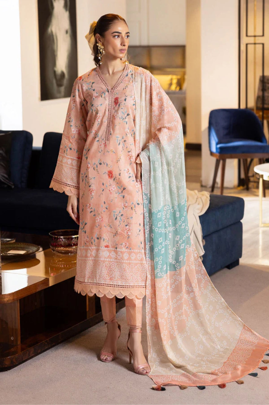 Ladies Printed And Embroidered Lawn Suit By Nureh