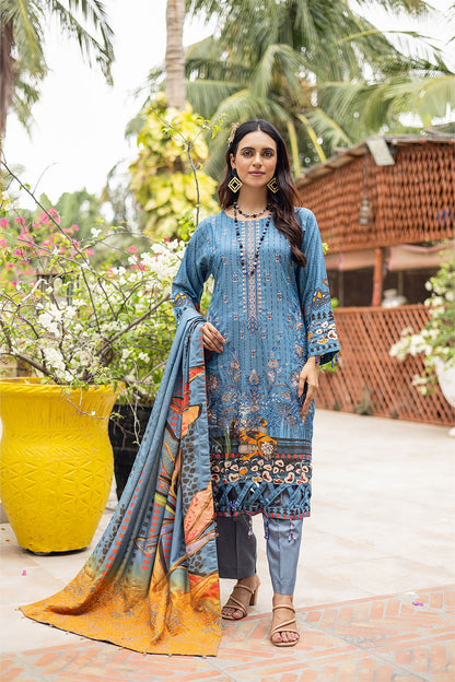 Dr.Haris - Riwayat Unstitched Digital Printed Chambrey 3 Piece Suit - Winter