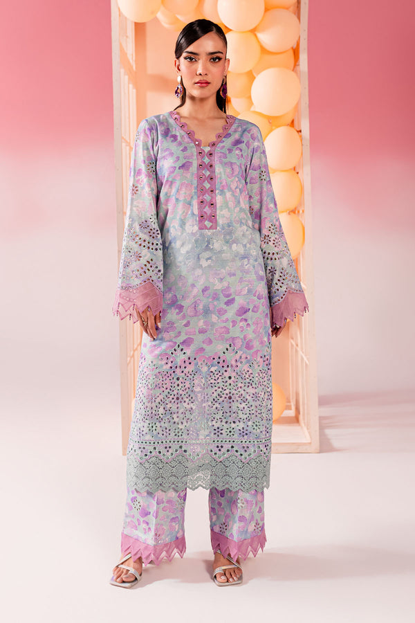 Ladies Printed Embroided Chickenkari Lawn by Nureh