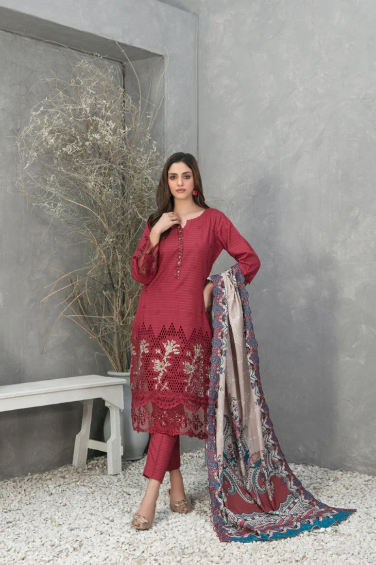 Tawakkal Dimah Embroidered Zari Khaddar Suit