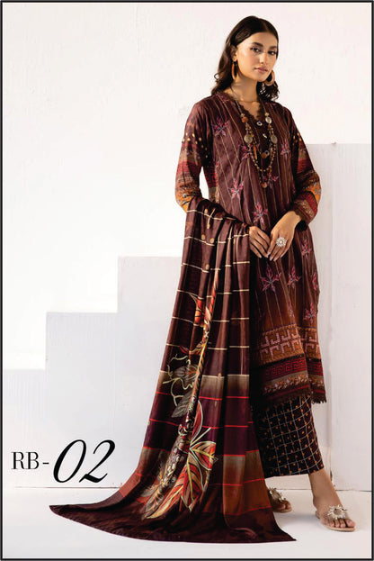 Ladies EMBROIDERED Printed Suit by Rang Barang