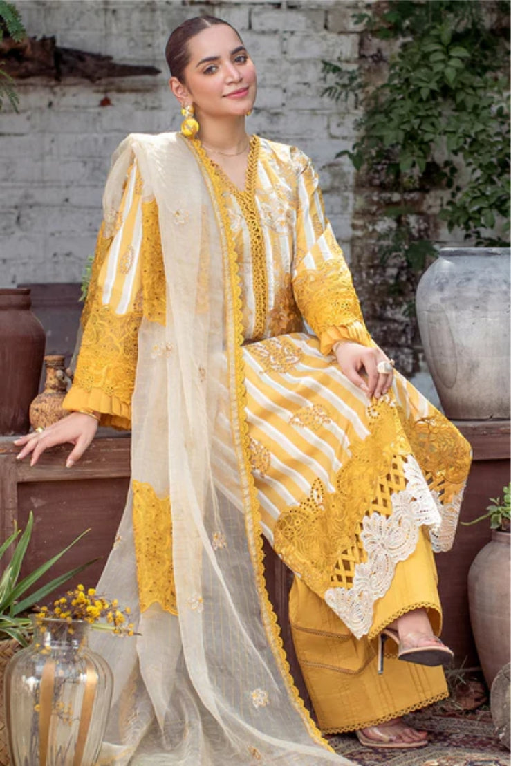 Ladies Unstitched Embroidered Lawn Suit by Marjjan