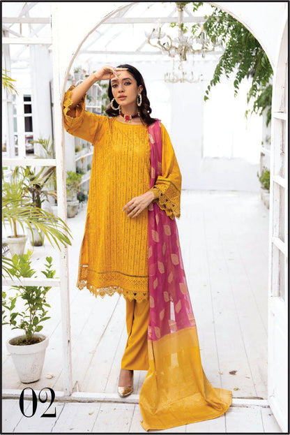 Ladies Unstitched Chickenkari Suit Pearl By Riaz Arts