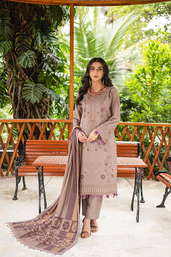 Dr.Haris Embroidered Doriya 3 piece suit With Fancy Shawl - Winter