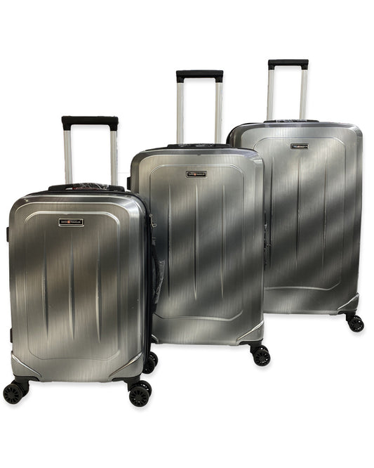 Swiss Traveller Brushed Black Luggage Set Hard Shell Trolley Bags