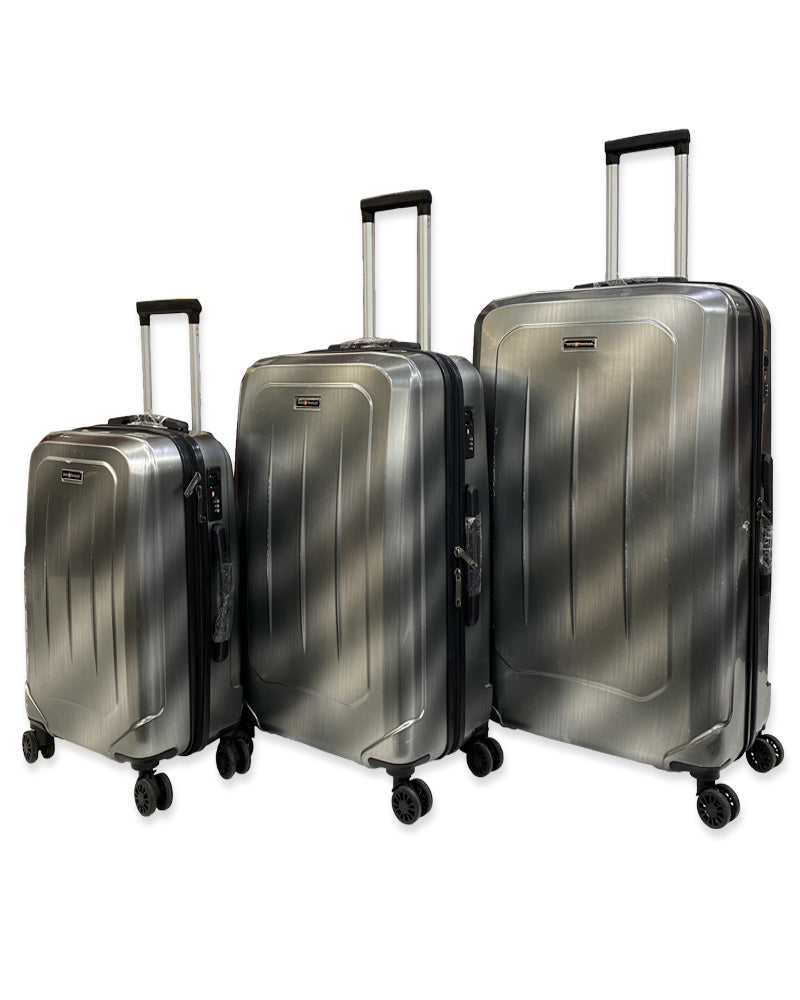 Swiss Traveller Brushed Black Luggage Set Hard Shell Trolley Bags