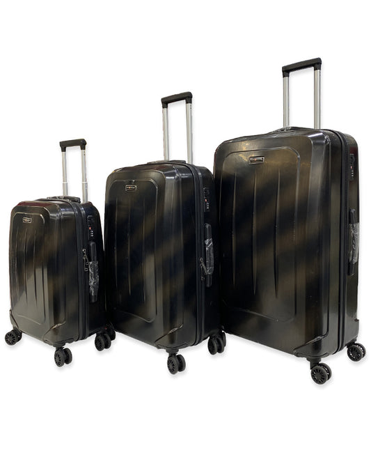 Swiss Traveller Brushed Black Luggage Set Hard Shell Trolley Bags