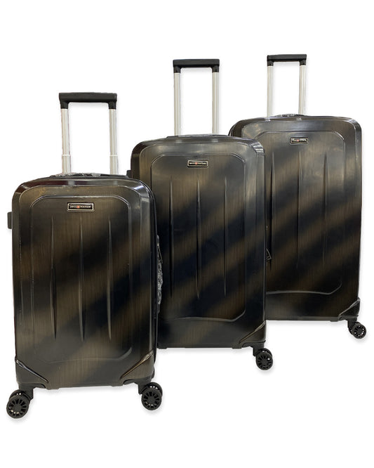 Swiss Traveller Brushed Black Luggage Set Hard Shell Trolley Bags