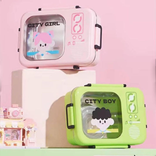 City Boy & City Girl Cartoon Lunch Box | Cute & Durable Food Container