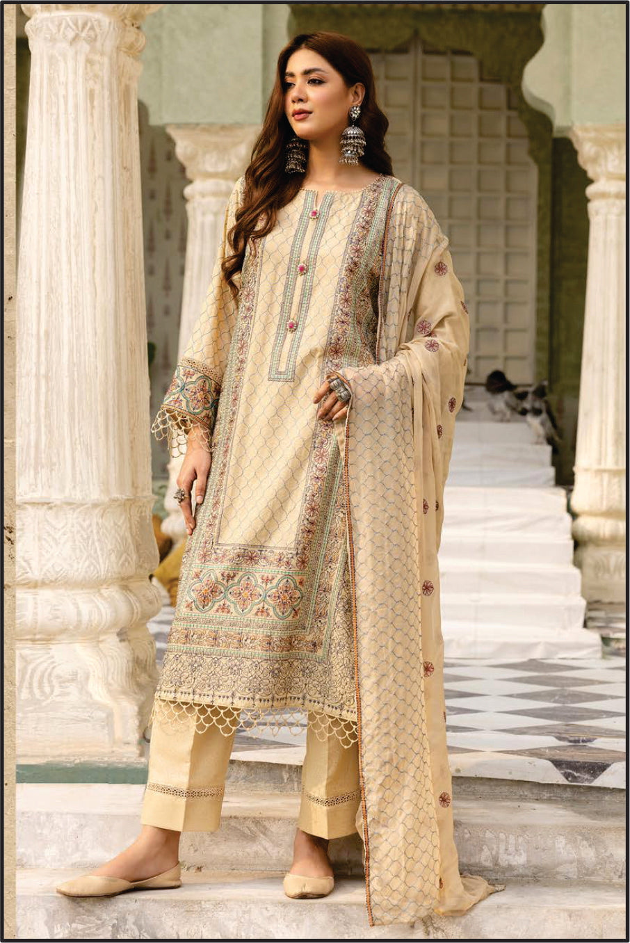 Ladies EMBROIDERED Karandi Suit Shamiyana by Khoobsurat