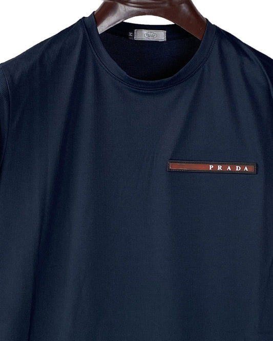 Prada Men’s Navy Blue Designer T-Shirt – Premium Style with Iconic Logo Detail