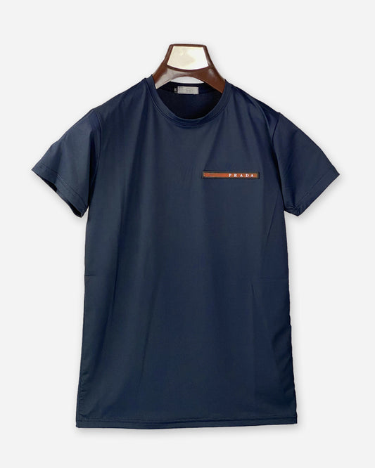 Prada Men’s Navy Blue Designer T-Shirt – Premium Style with Iconic Logo Detail