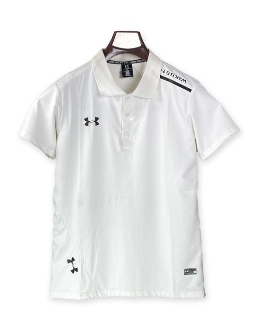 Under Armour Men's White Dri Fit Collar T-Shirt
