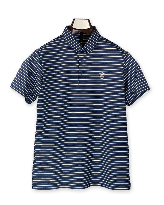 Men’s Navy Blue Striped Polo Shirt – Classic Casual Wear with a Modern Touch