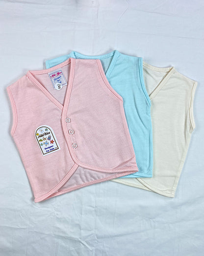 Baby Sleeveless Cotton Vest Set (Pack of 3)