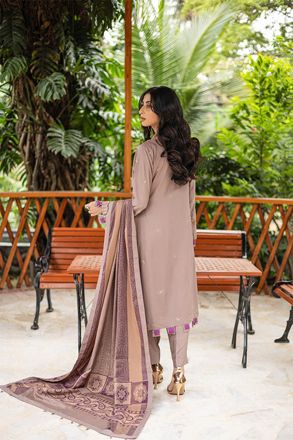 Dr.Haris Embroidered Doriya 3 piece suit With Fancy Shawl - Winter