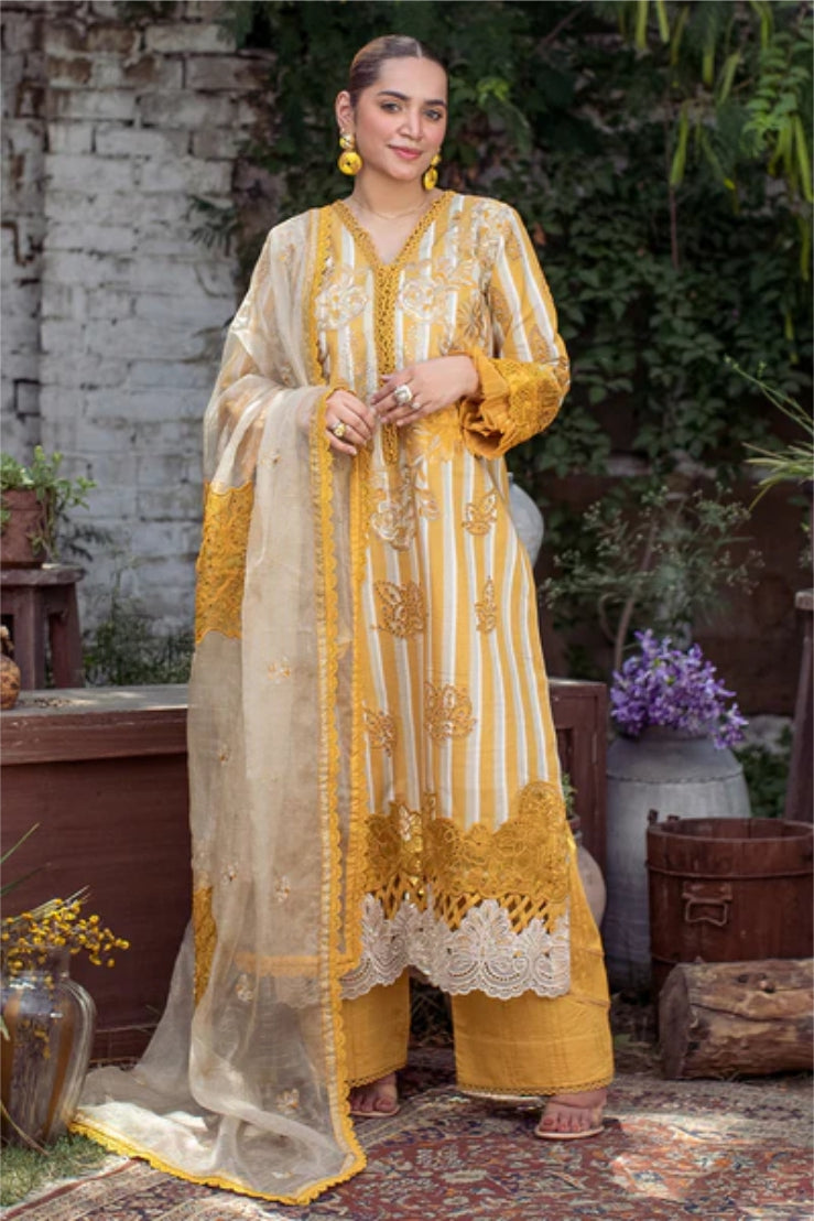 Ladies Unstitched Embroidered Lawn Suit by Marjjan