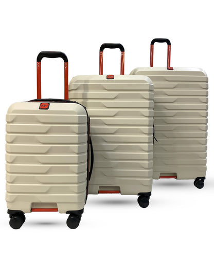 Cream Hard Shell Luggage Set – Stylish Travel Trolleys with Red Accents