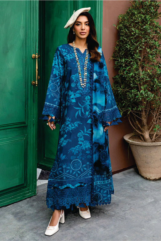 Nureh Embroidered Unstitched Printed Slub Linen Suit - Winter