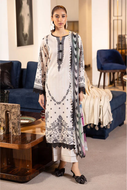 Ladies Printed And Embroidered Lawn Suit By Nureh