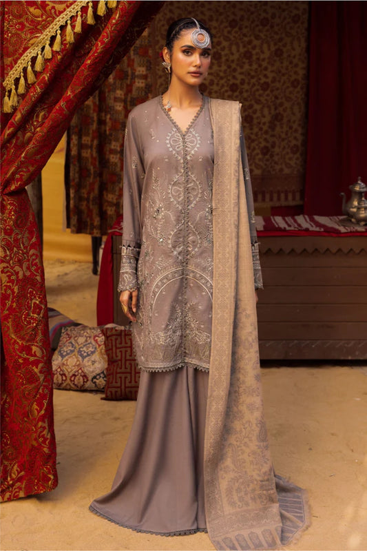 Nureh 3pc EMBROIDERED DHANAK with WOOL SHAWL Suit - Winter