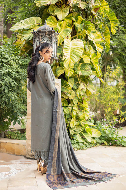 Dr.Haris Embroidered Doriya 3 piece suit With Fancy Shawl - Winter