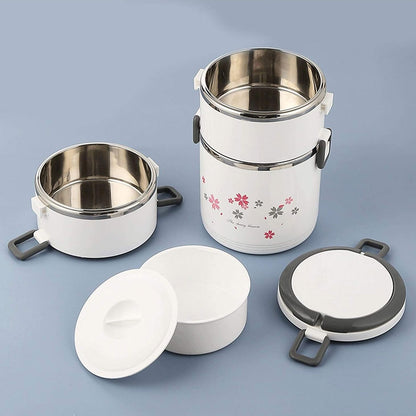 Insulated Stainless Steel Floral Lunch Box with Handle
