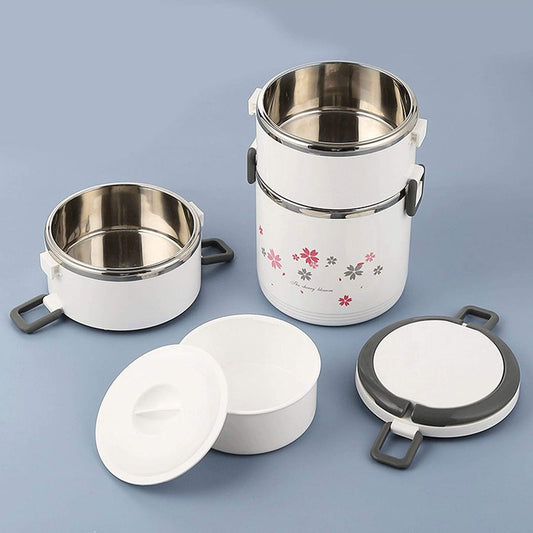 Insulated Stainless Steel Floral Lunch Box with Handle