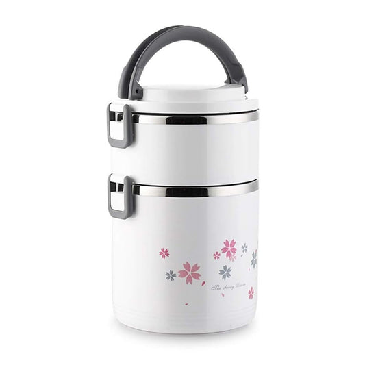 Insulated Stainless Steel Floral Lunch Box with Handle