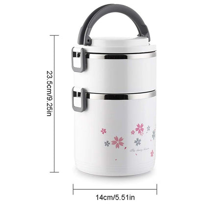Insulated Stainless Steel Floral Lunch Box with Handle