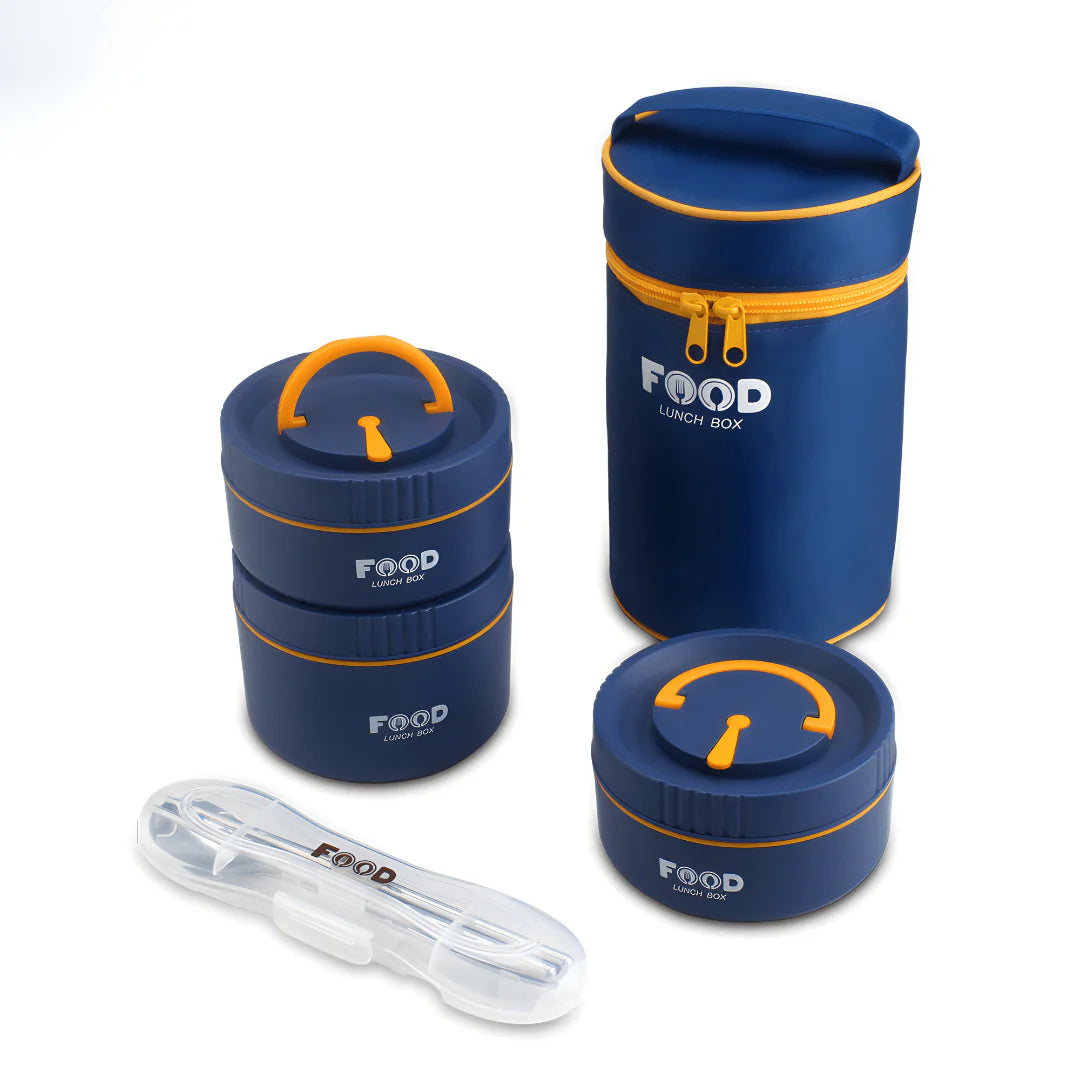 Insulated Stainless Steel Lunch Box with Carry Pouch