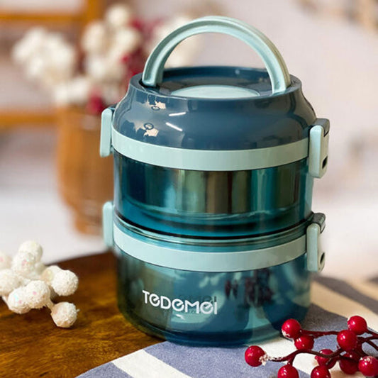 TEDEMEI Double Layer Stainless Steel Lunch Box with Handle