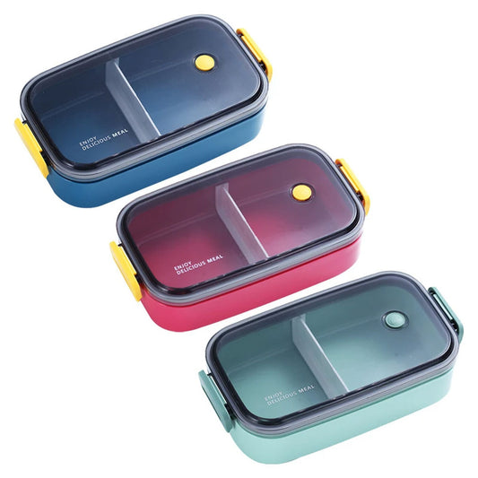 Dual Compartment Plastic Bento Lunch Box for Kids and Adults