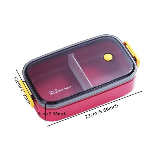 Dual Compartment Plastic Bento Lunch Box for Kids and Adults