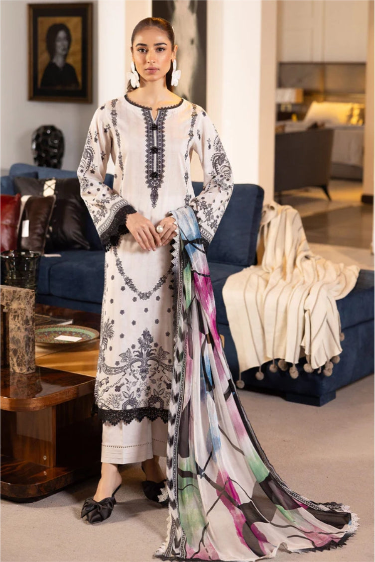 Ladies Printed And Embroidered Lawn Suit By Nureh