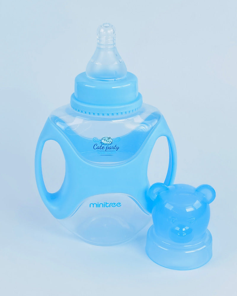 Baby Feeder Bottle with Dual Handles and Bear-Shaped Cap