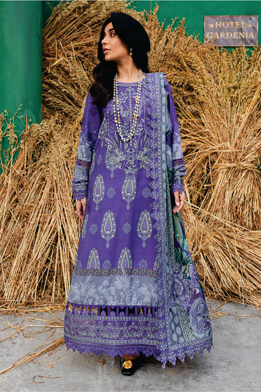 Nureh Embroidered Unstitched Printed Slub Linen Suit - Winter