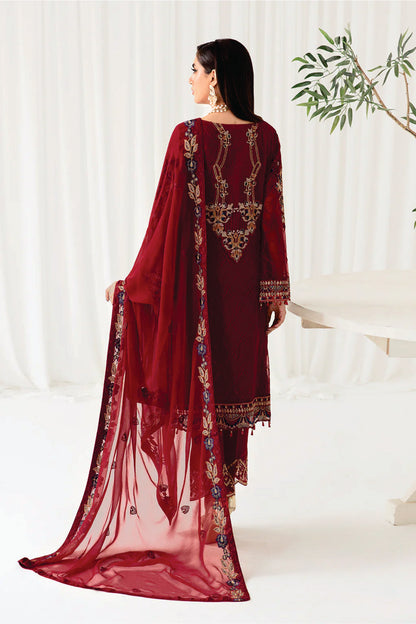 Ladies EMBROIDERED Chiffon Suit RANGOON by Ramsha