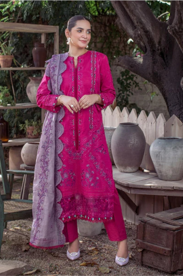 Ladies Unstitched Embroidered Lawn Suit by Marjjan