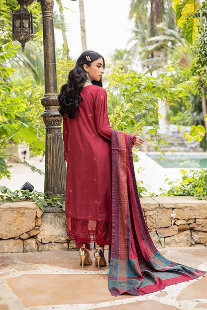 Dr.Haris Embroidered Doriya 3 piece suit With Fancy Shawl - Winter