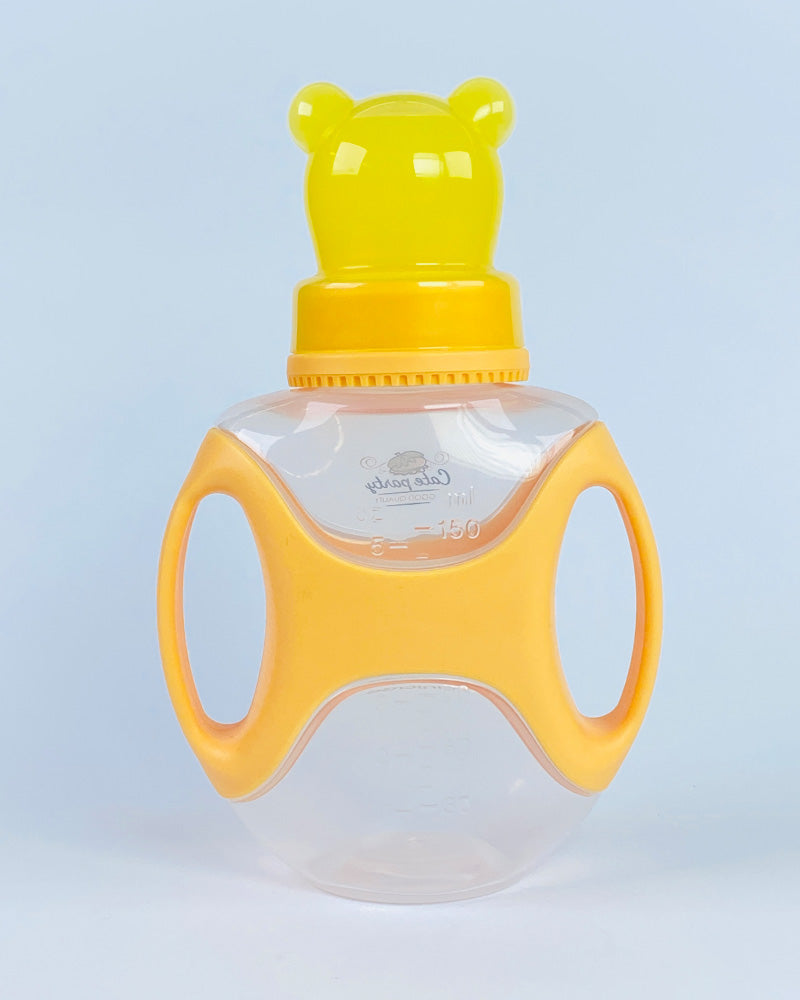Baby Feeder Bottle with Dual Handles and Bear-Shaped Cap