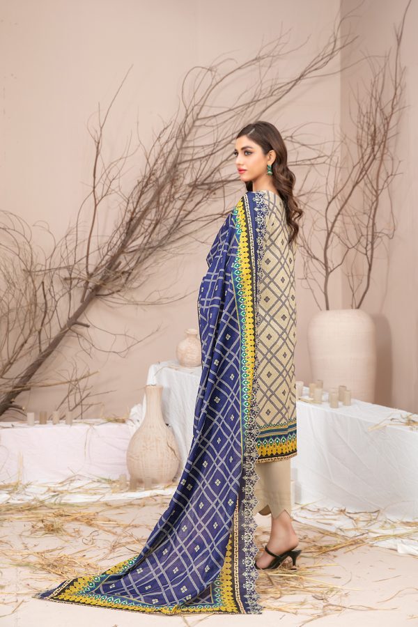 Ladies Unstitched Embroibered Lawn Suit by Tawakkal Fabrics