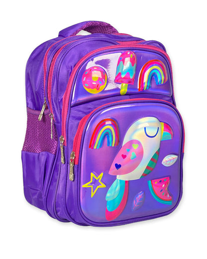Colorful Bird Design Girls School Backpack