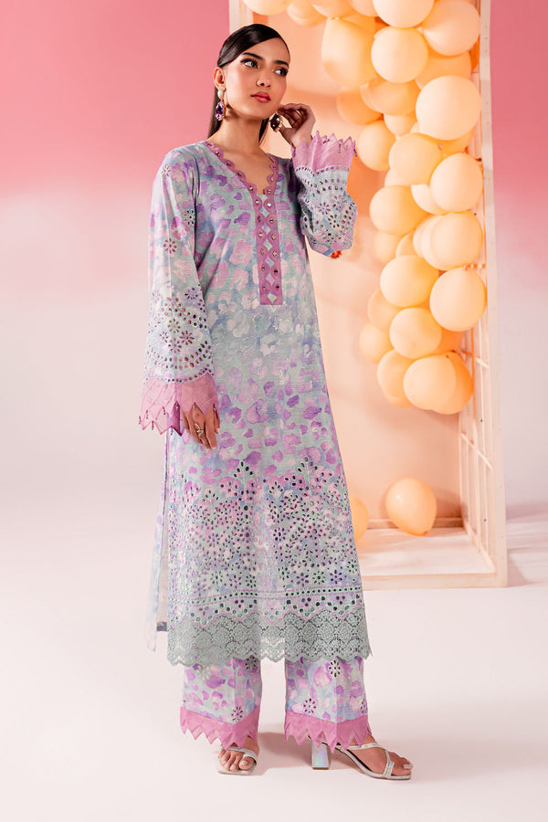 Ladies Printed Embroided Chickenkari Lawn by Nureh